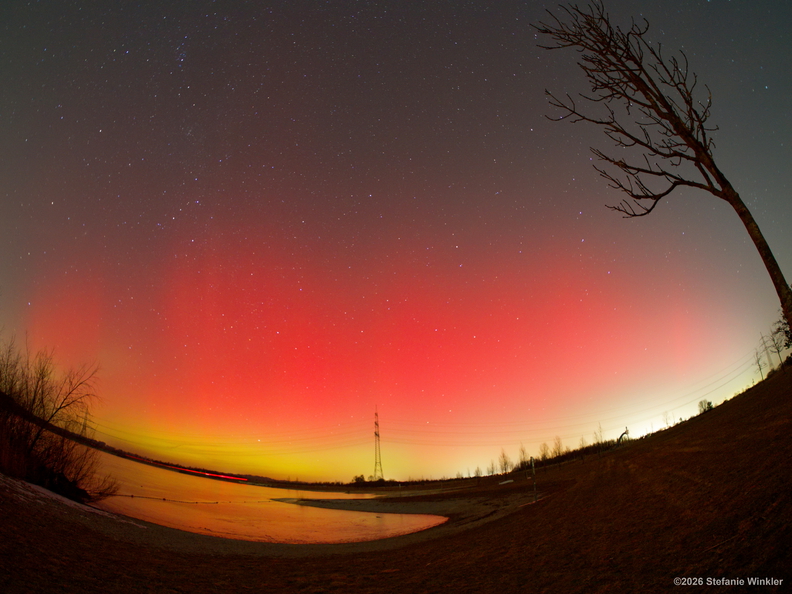 Polarlichter in Bayern; Hollener See bei München; 19.01.2026